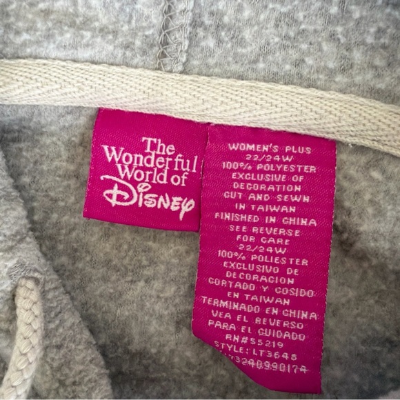 The Wonderful World of Disney Mickey Mouse Hoodie Sweatshirt- Grey Size 22/24 W - Picture 7 of 10